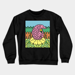 AI Generated Pixel art Pangolin on round flower Crewneck Sweatshirt